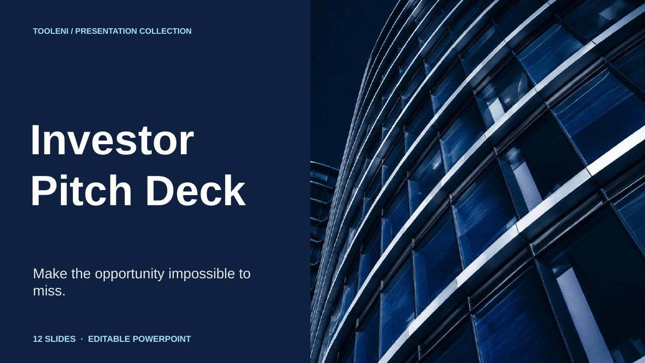 Investor Pitch Deck — preview of the included template